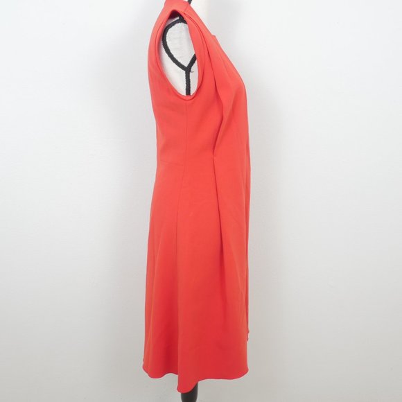 No 21 Red Short Sleeve Pin Tucked Pleated Front Vintage Mid Length Dress - Picture 8 of 13